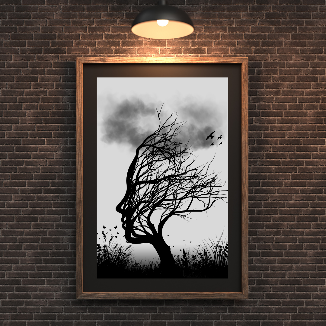 Unique Grey & Black Poster Print | Large Picture | Wall Art | Home Decor | Tree of Life Artwork