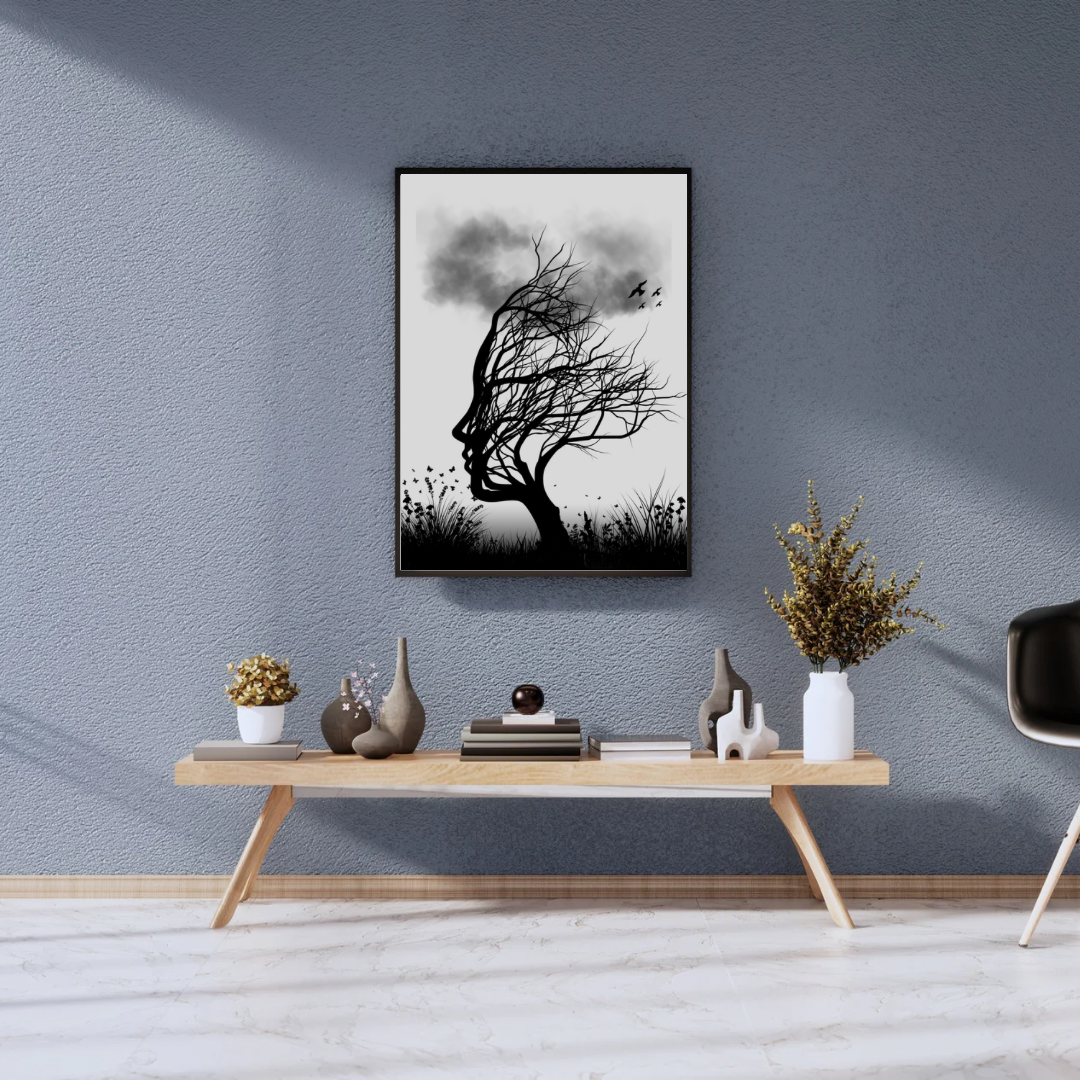 Unique Grey & Black Poster Print | Large Picture | Wall Art | Home Decor | Tree of Life Artwork