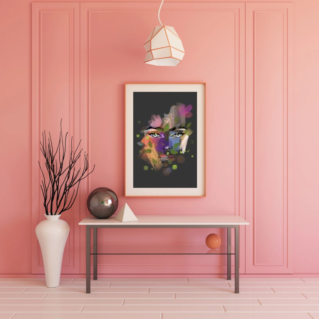 Pastel Flower Poster Print | Large Picture | Wall Art | Home Decor | Picture Artwork | Dark Grey hues with floral design